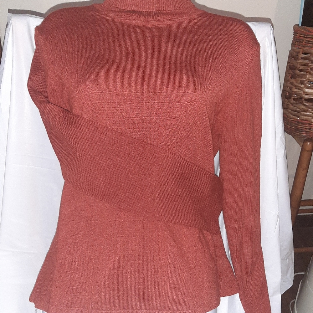 Medium burnt orange turtle neck sweater "Tribal Brand"